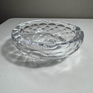 Vintage Heavy Cut Glass Crystal Cigar Ashtray 4 lbs Diamond Pattern Never Used